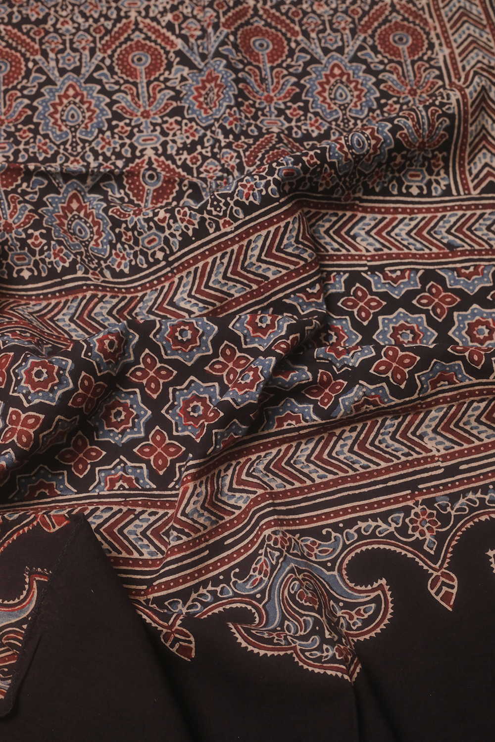 Black Shaded Ajrak Cotton Stole - Image 3