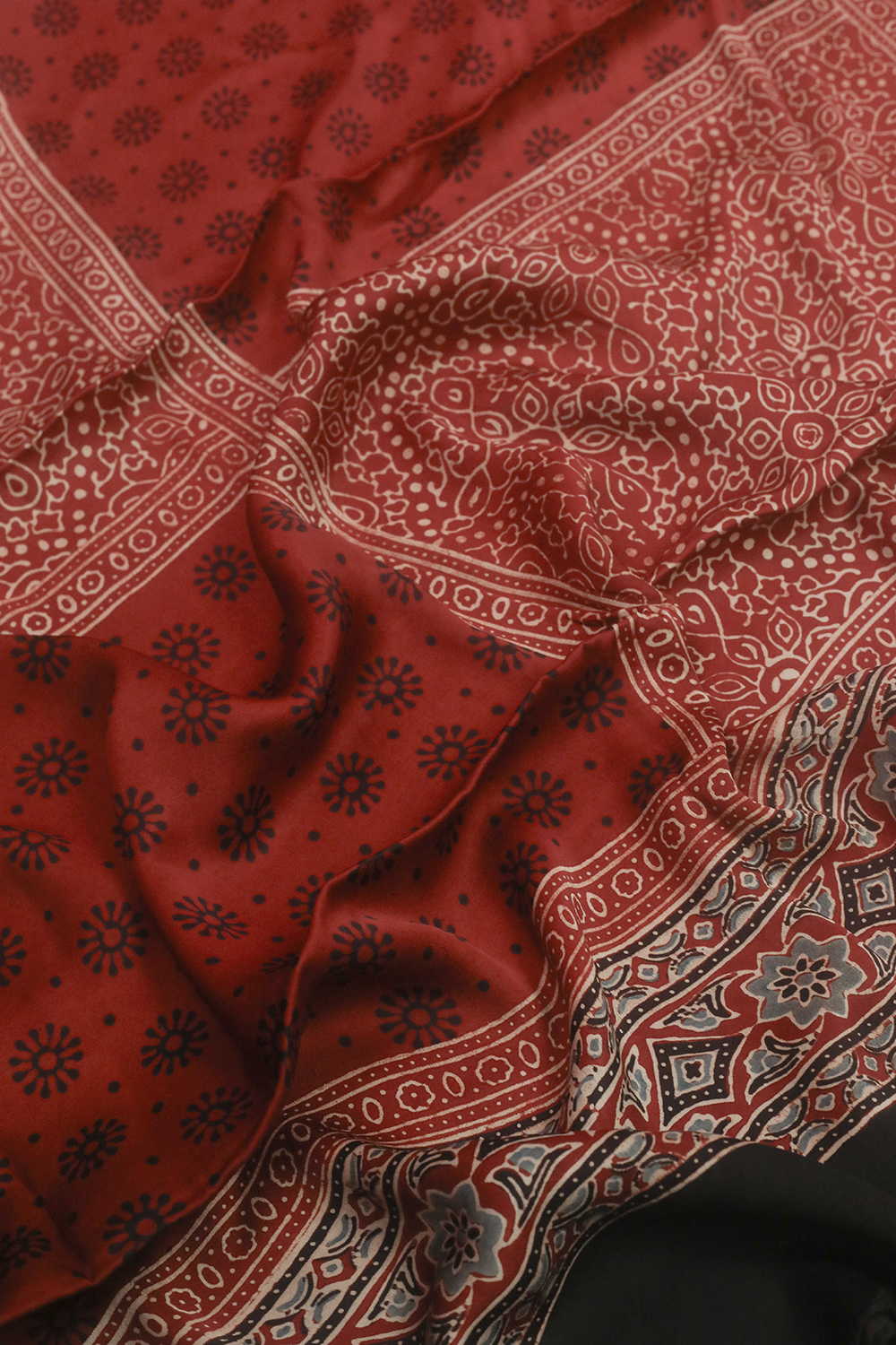 Maroon - Ajrak Modal Silk Kurta Fabric - Image 4
