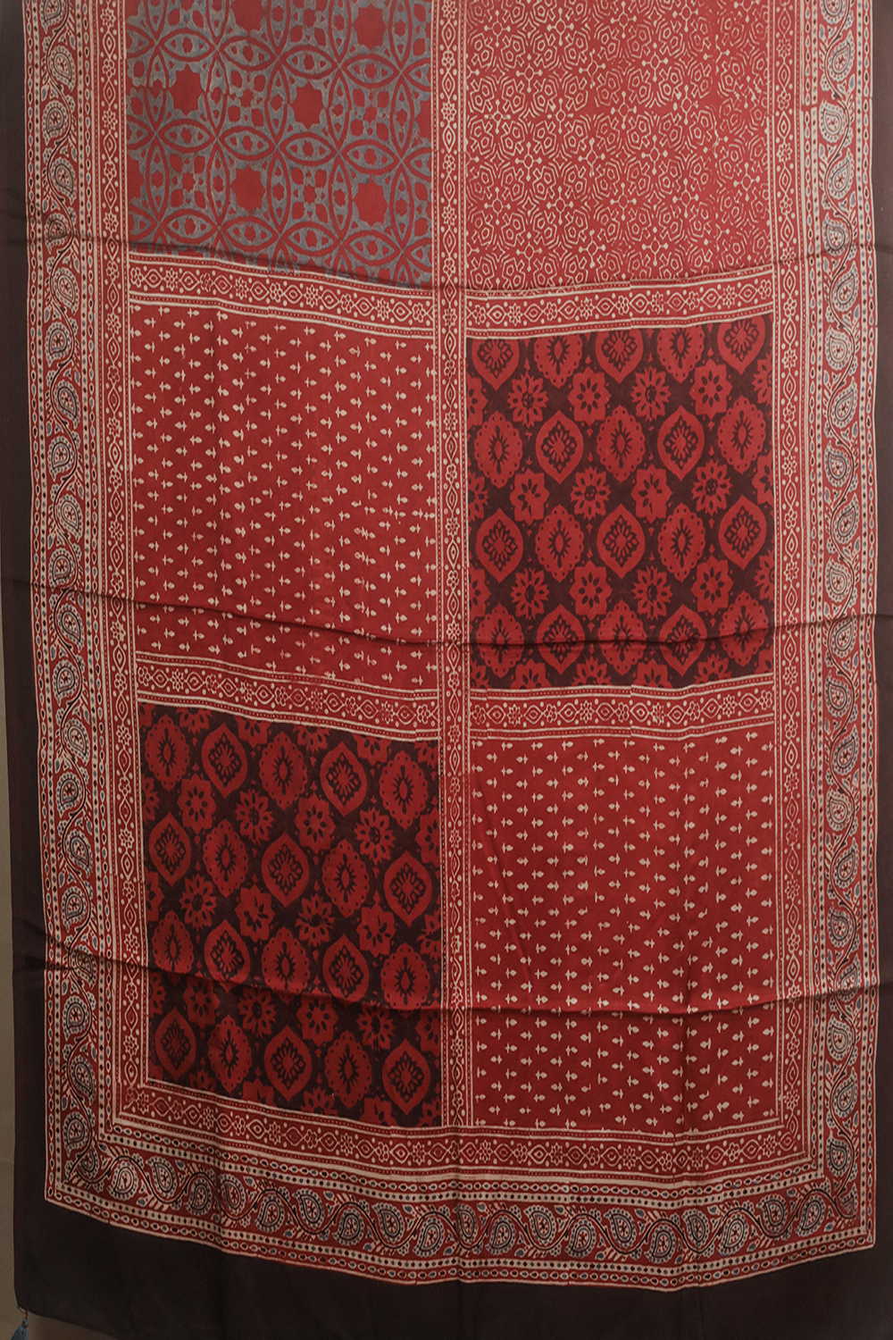 Maroon Ajrak Modal Silk Kurta Fabric - Image 3