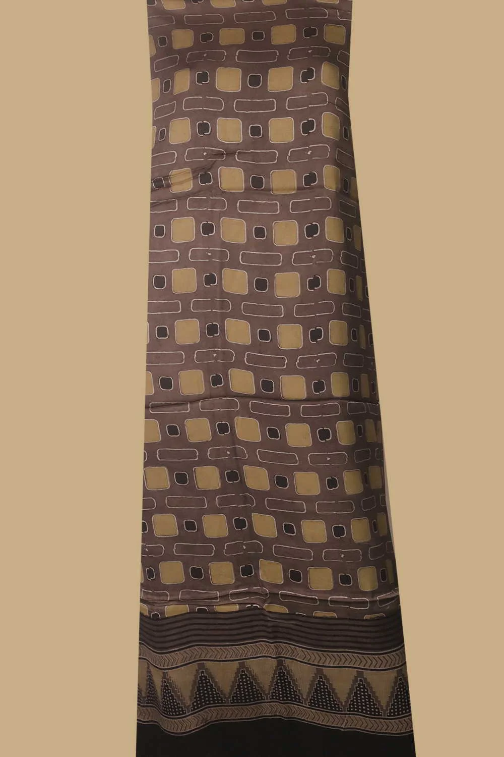 Brown Shaded Ajrak Modal Silk Kurta Fabric