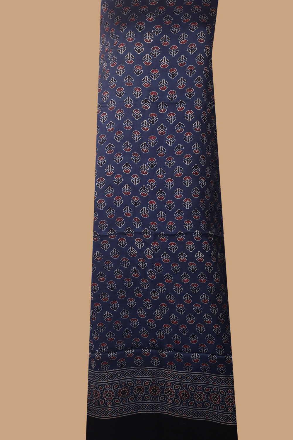 Indigo Ajrak Modal Silk Kurta Fabric - Image 2