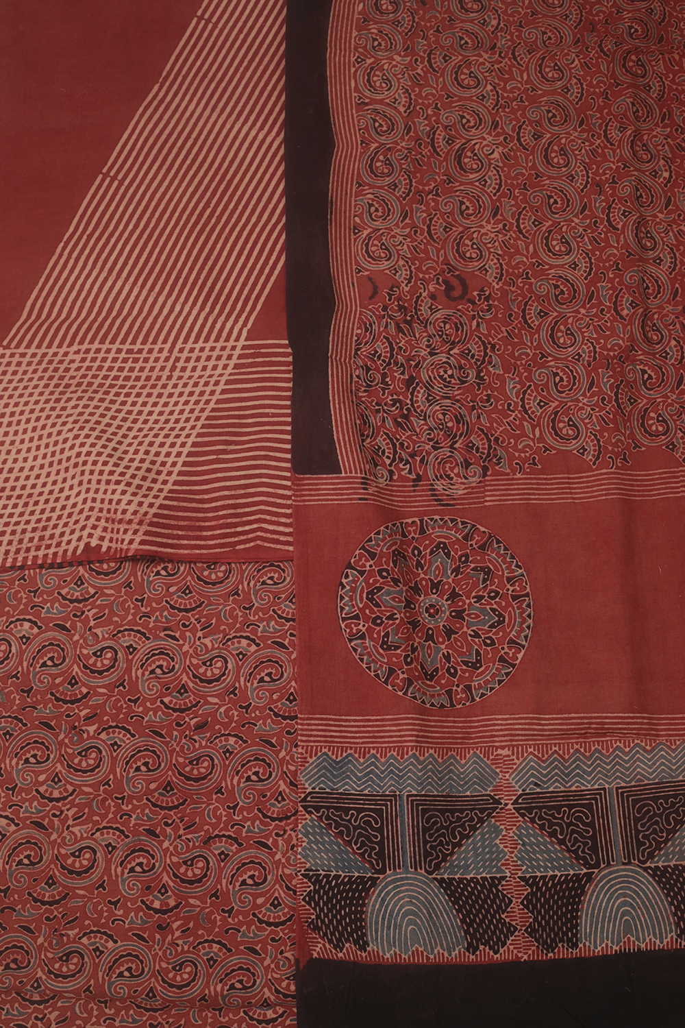 Stripe Pattern - Maroon Ajrak Cotton Suit - Image 3