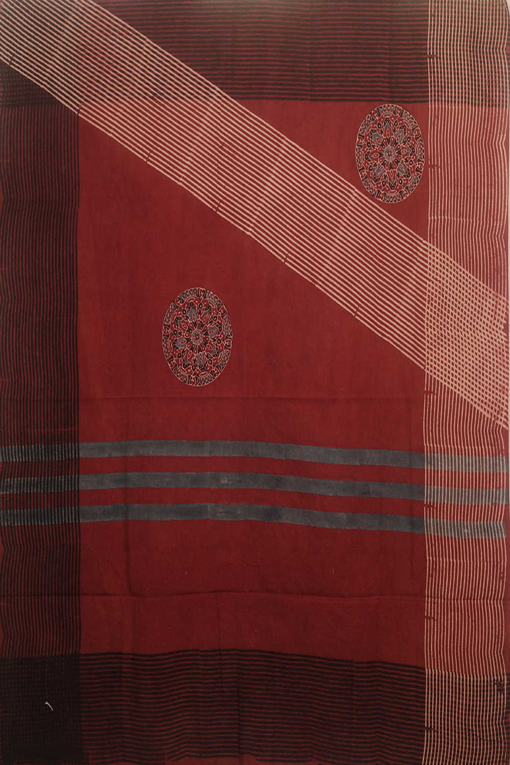 Stripe Pattern - Maroon Ajrak Cotton Suit - Image 4