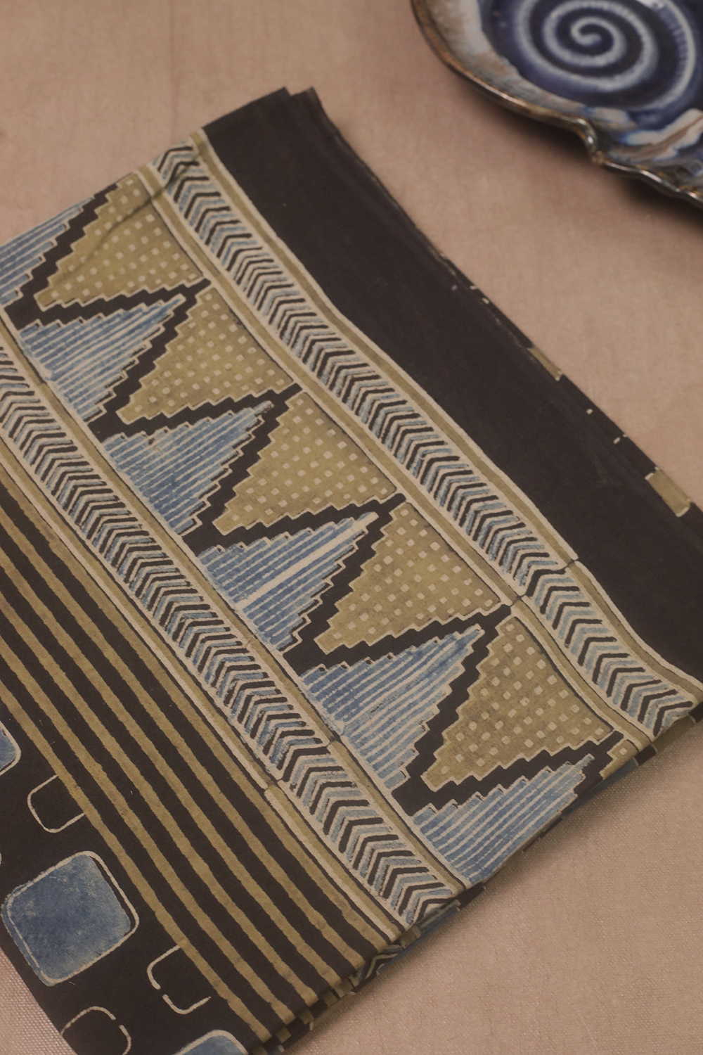 Black Ajrak Kurta Cotton Fabric