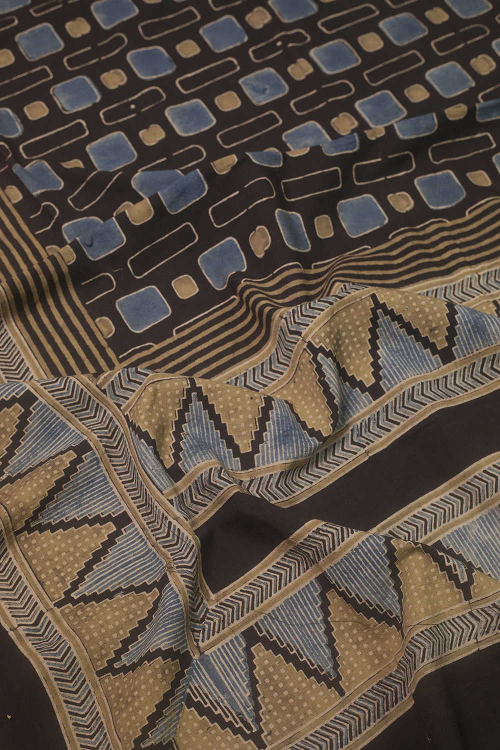 Black Ajrak Kurta Cotton Fabric - Image 4