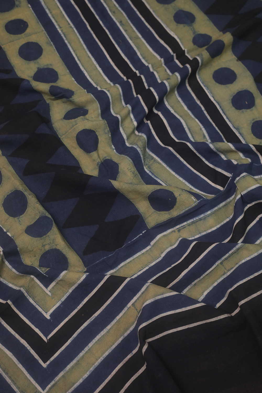 Green with Indigo Ajrak Kurta Cotton Fabric - Image 4