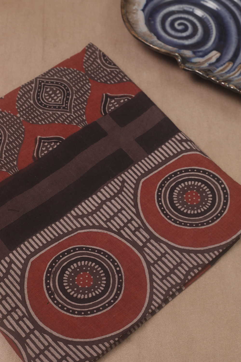 Brown Shaded Ajrak Kurta Cotton Fabric