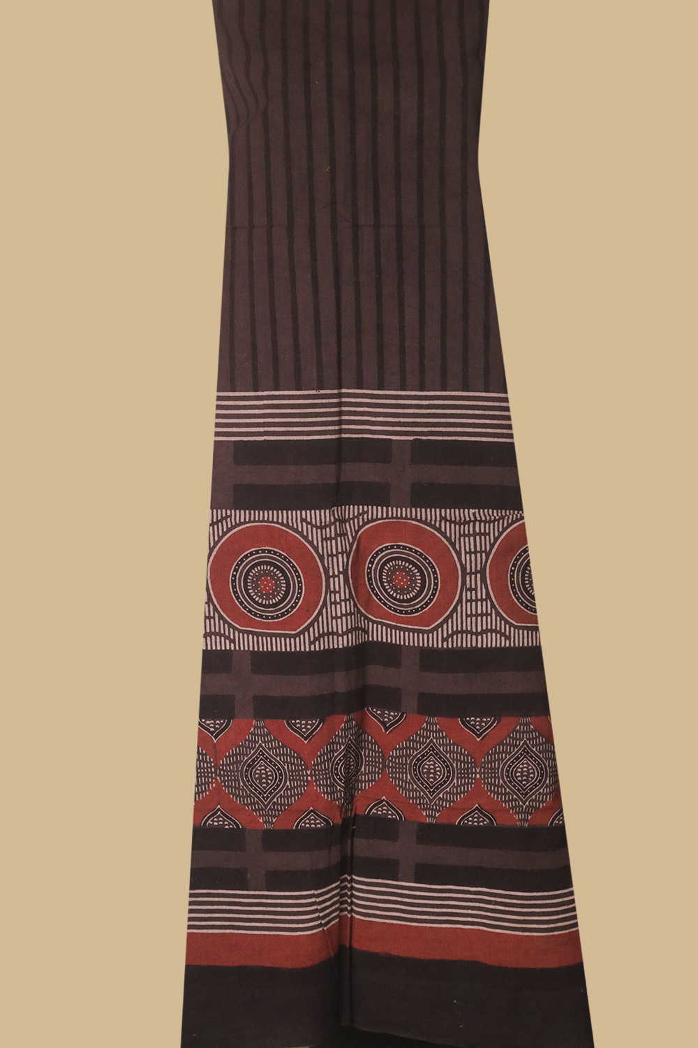 Brown Shaded Ajrak Kurta Cotton Fabric - Image 2