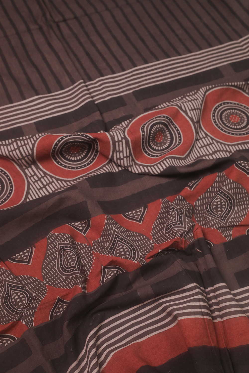 Brown Shaded Ajrak Kurta Cotton Fabric - Image 4