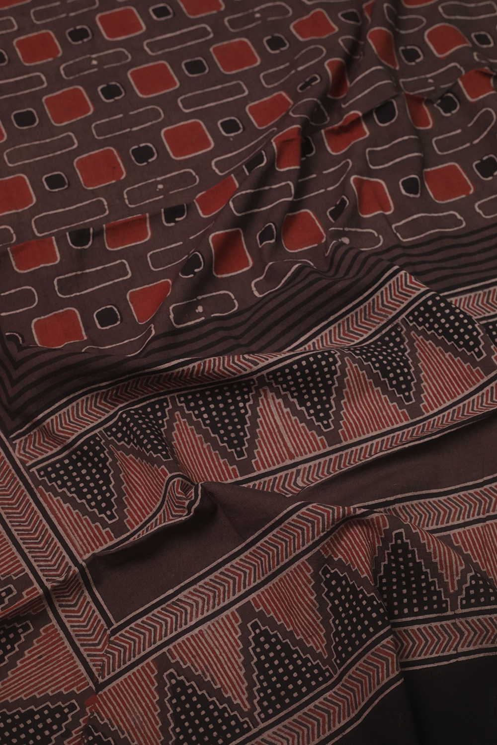 Shade of Brown Ajrak Kurta Cotton Fabric - Image 4