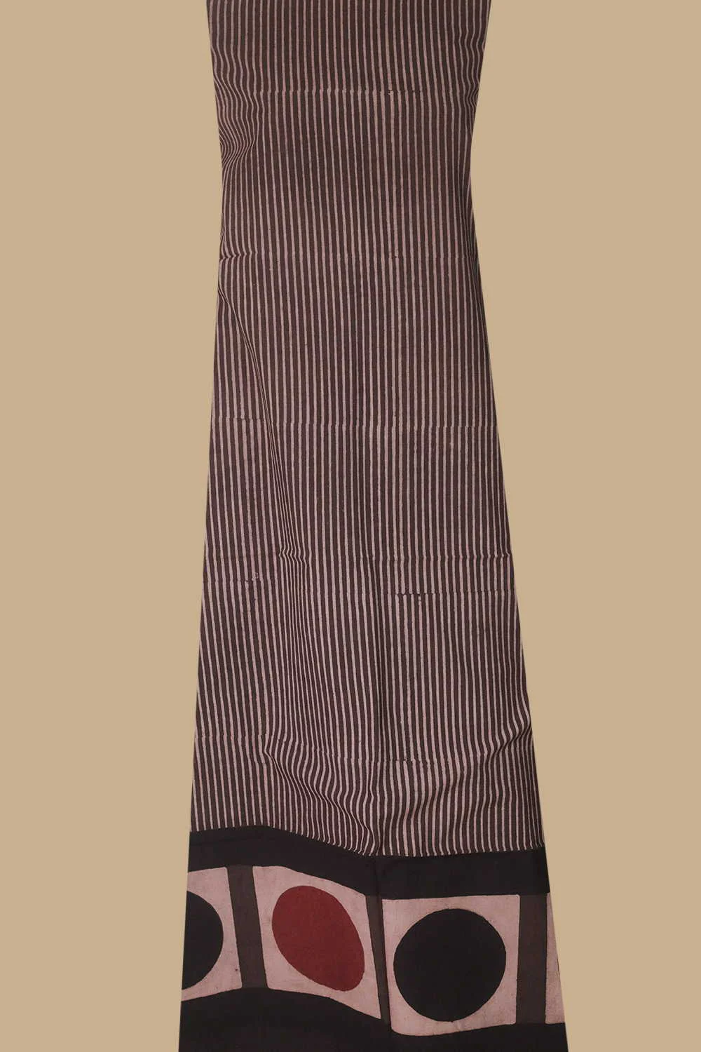 Striped - Grey Ajrak Kurta Cotton Fabric - Image 2