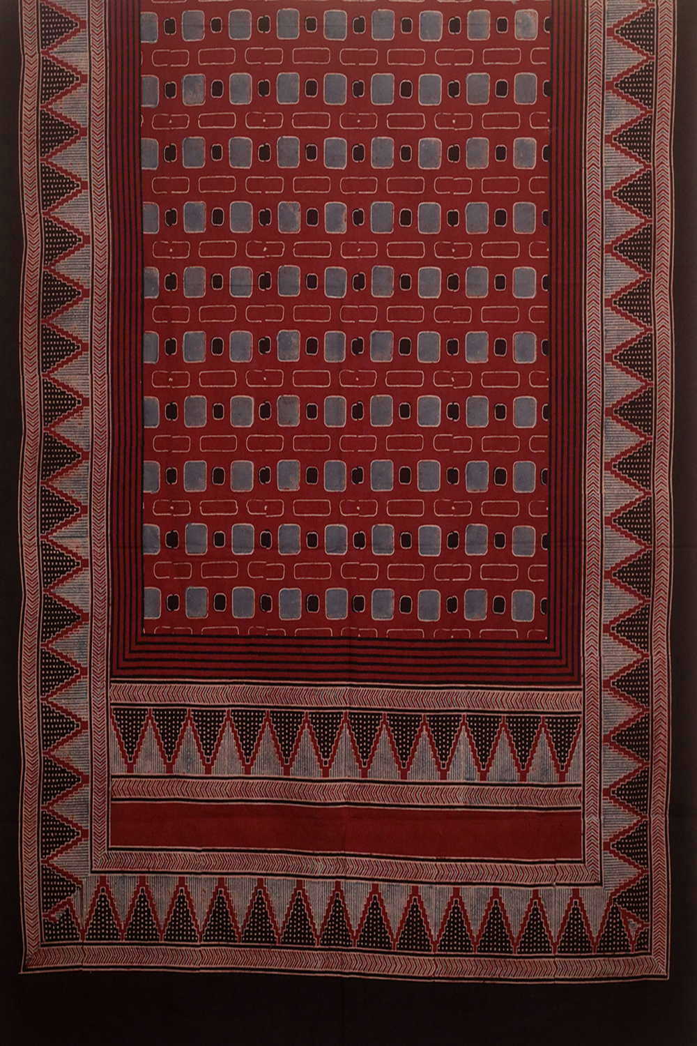 Maroon Ajrak Kurta Cotton Fabric - Image 4