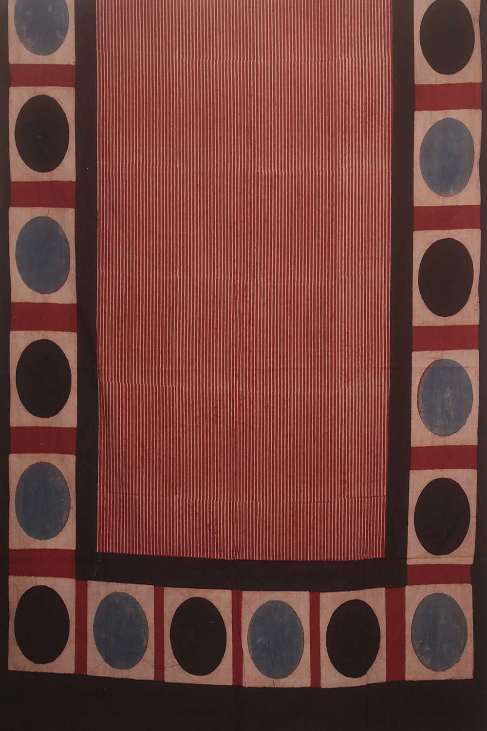Cream Lines on Maroon Ajrak Kurta Cotton Fabric - Image 3