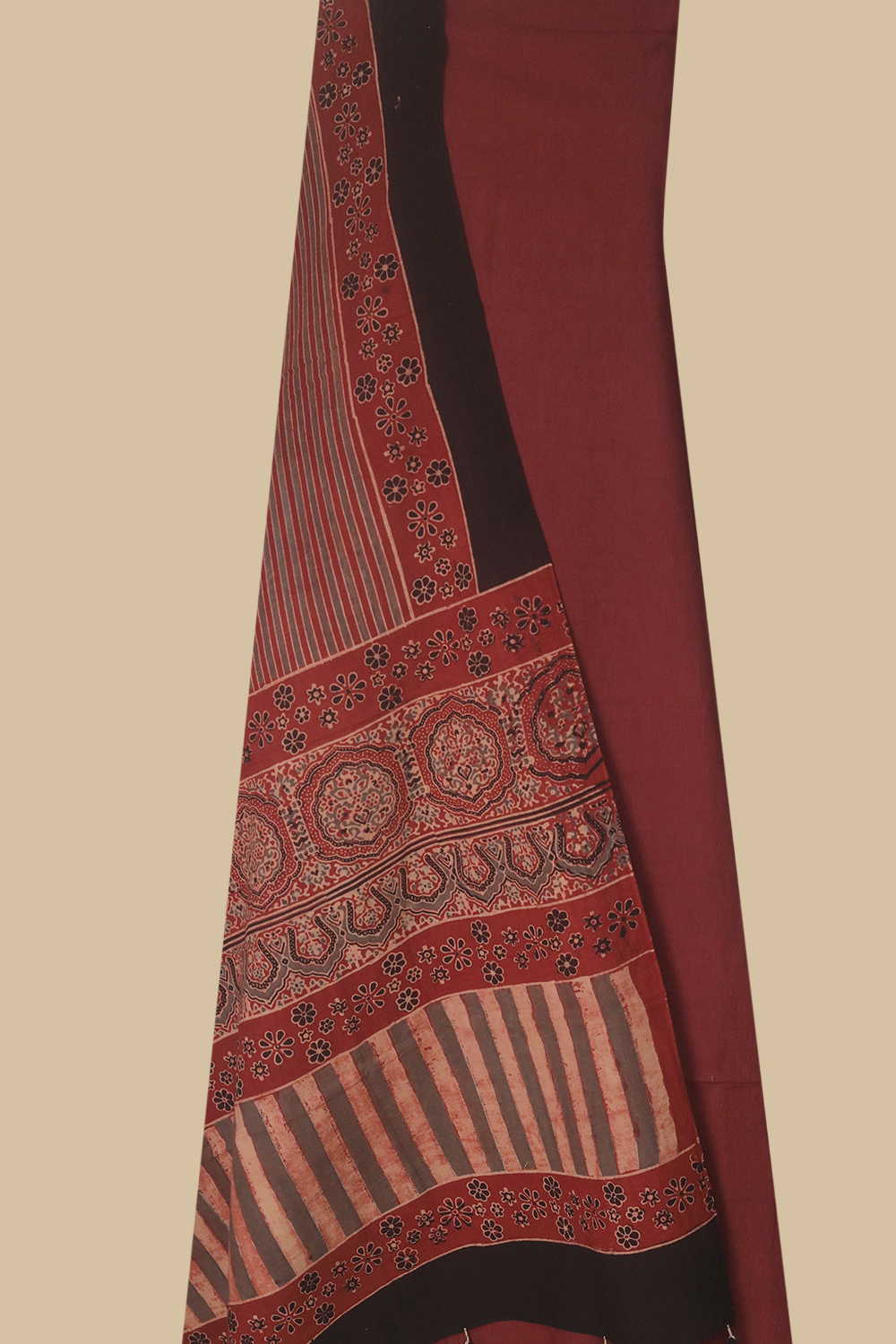 Shades of Maroon Ajrak Cotton Suit