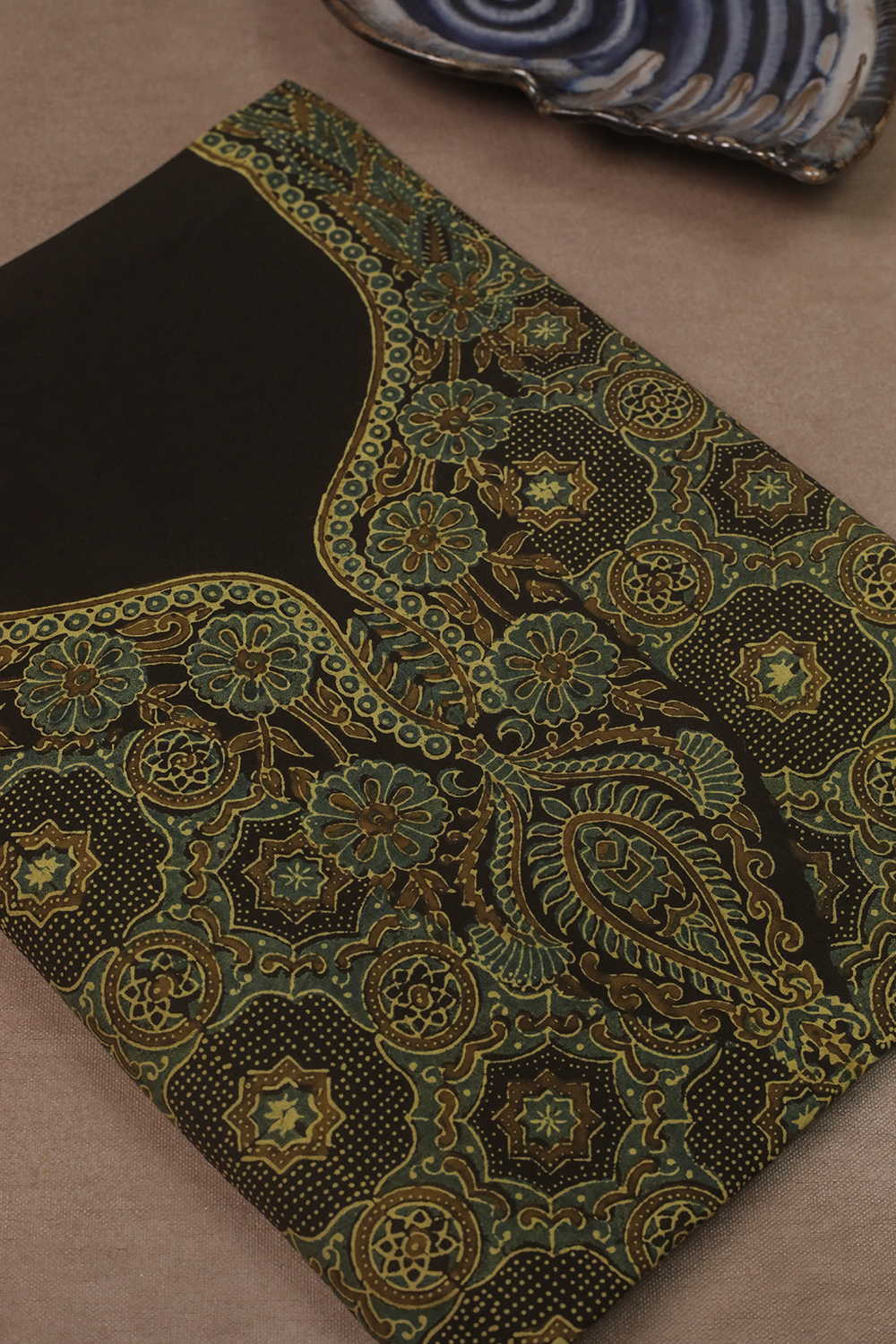 Shades of Green Ajrak Kaftan Cotton Fabric