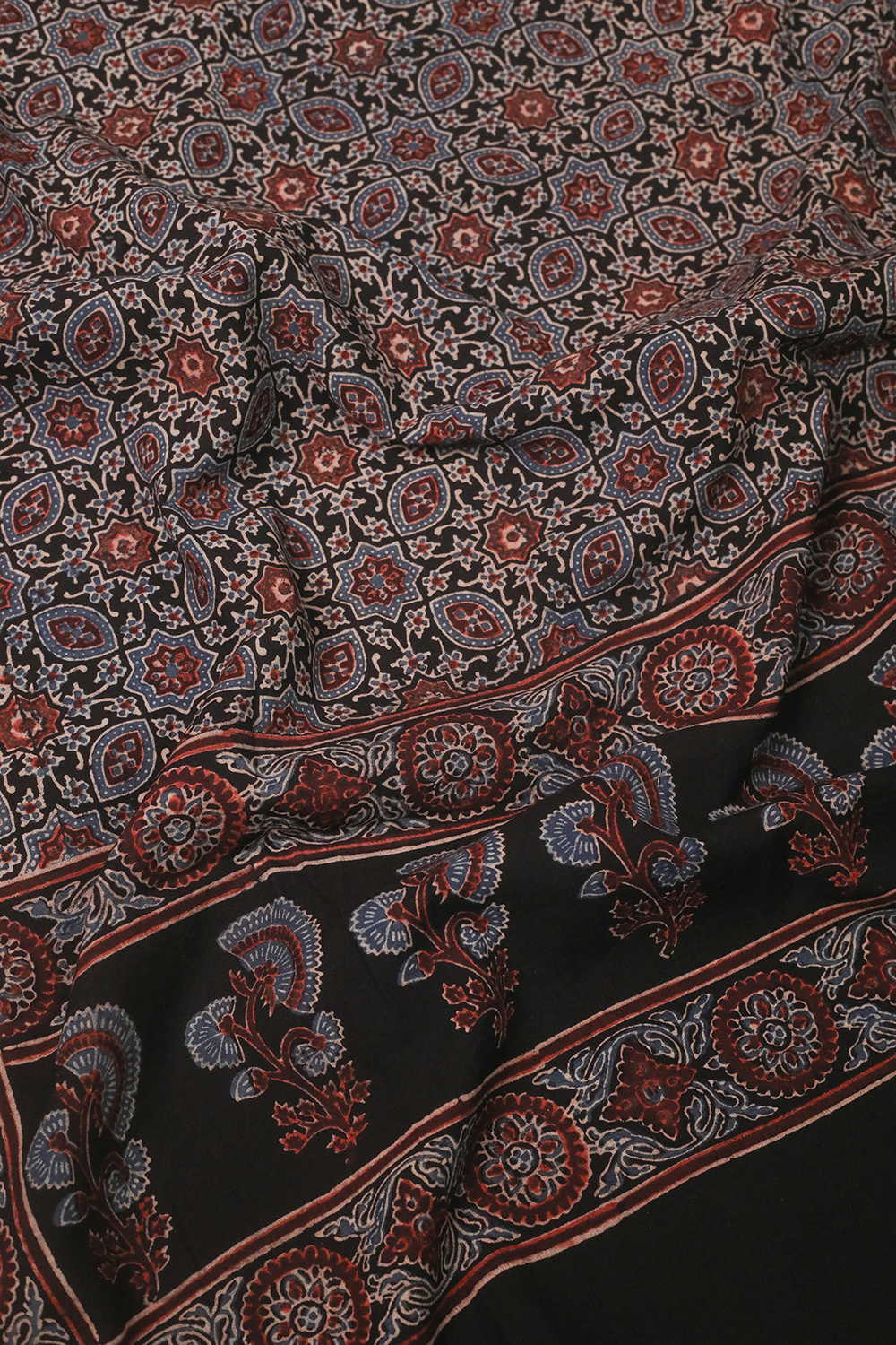 Rust Black Ajrak Kaftan Cotton Fabric - Image 3
