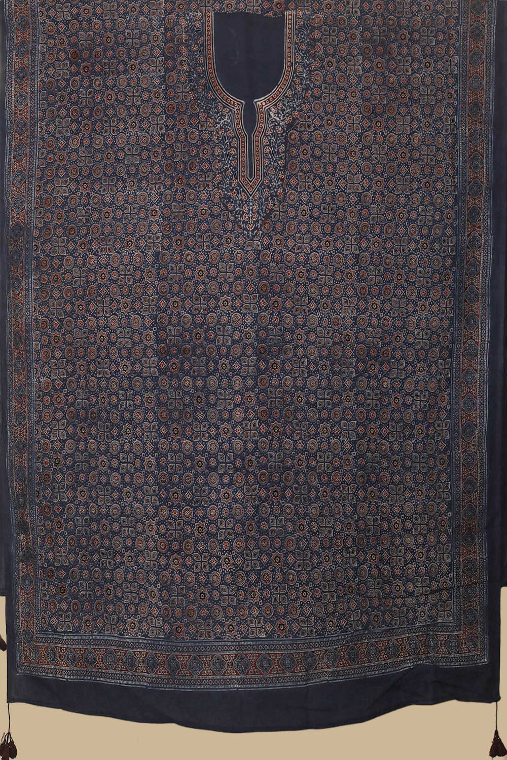 Indigo Ajrak Kaftan Cotton Fabric - Image 2