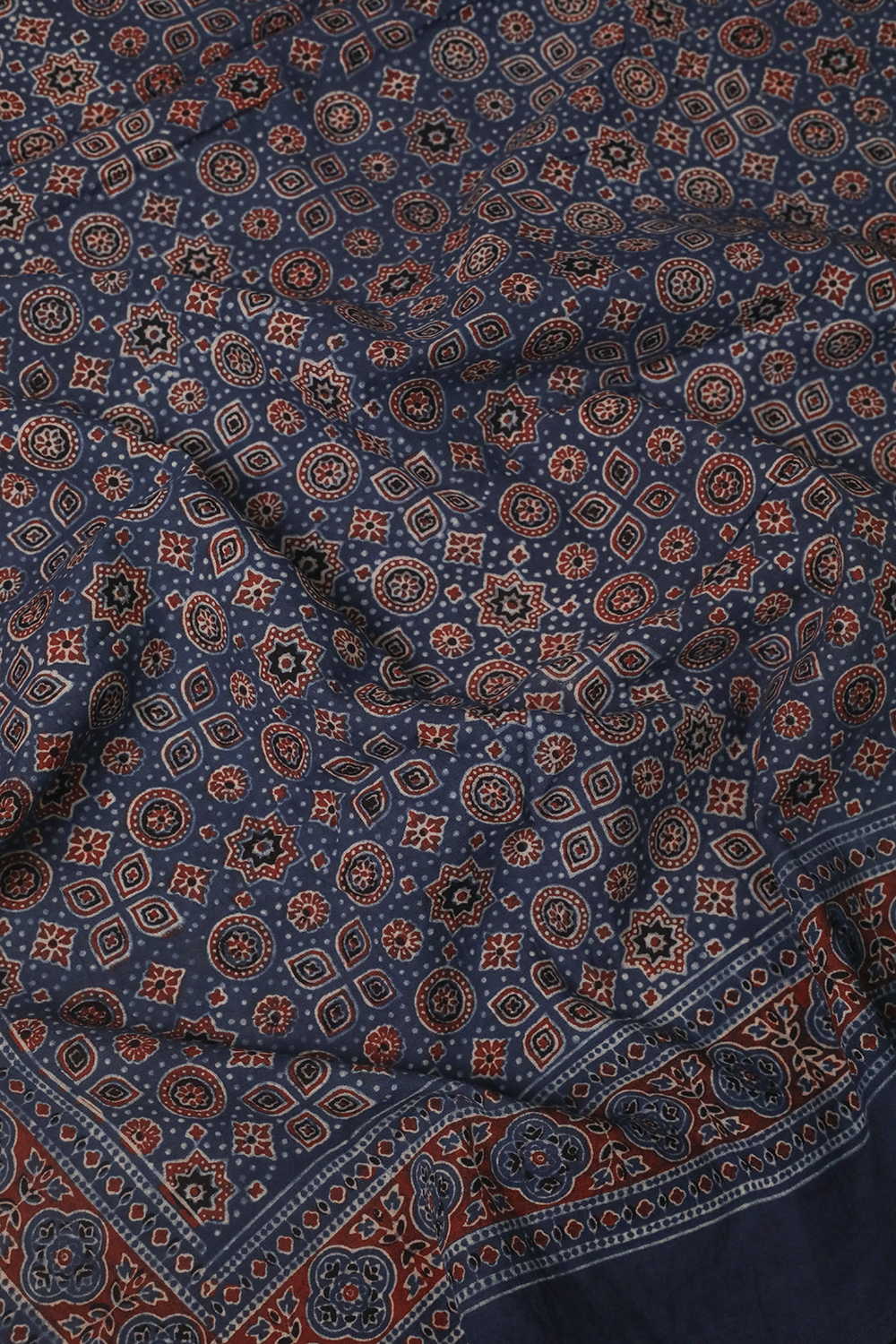 Indigo Ajrak Kaftan Cotton Fabric - Image 4