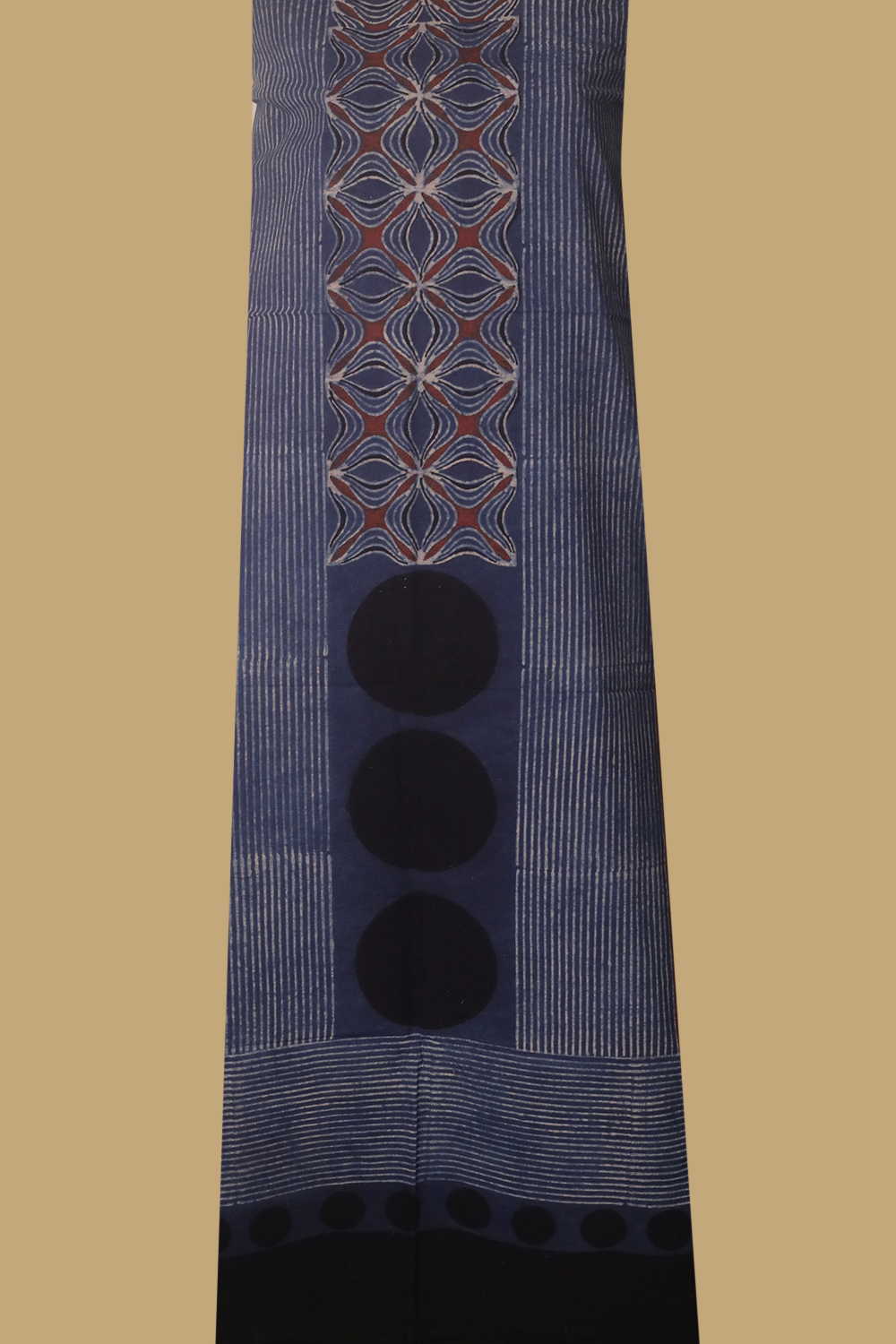 Indigo Pattern - Ajrak Cotton Kurta Fabric - Image 2