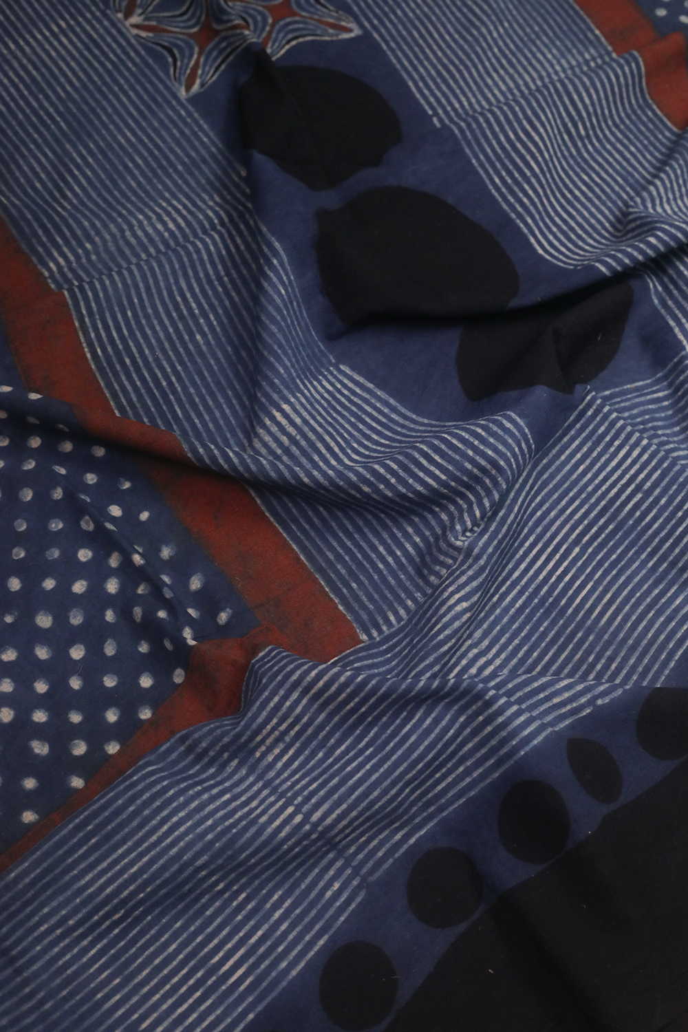 Indigo Pattern - Ajrak Cotton Kurta Fabric - Image 4
