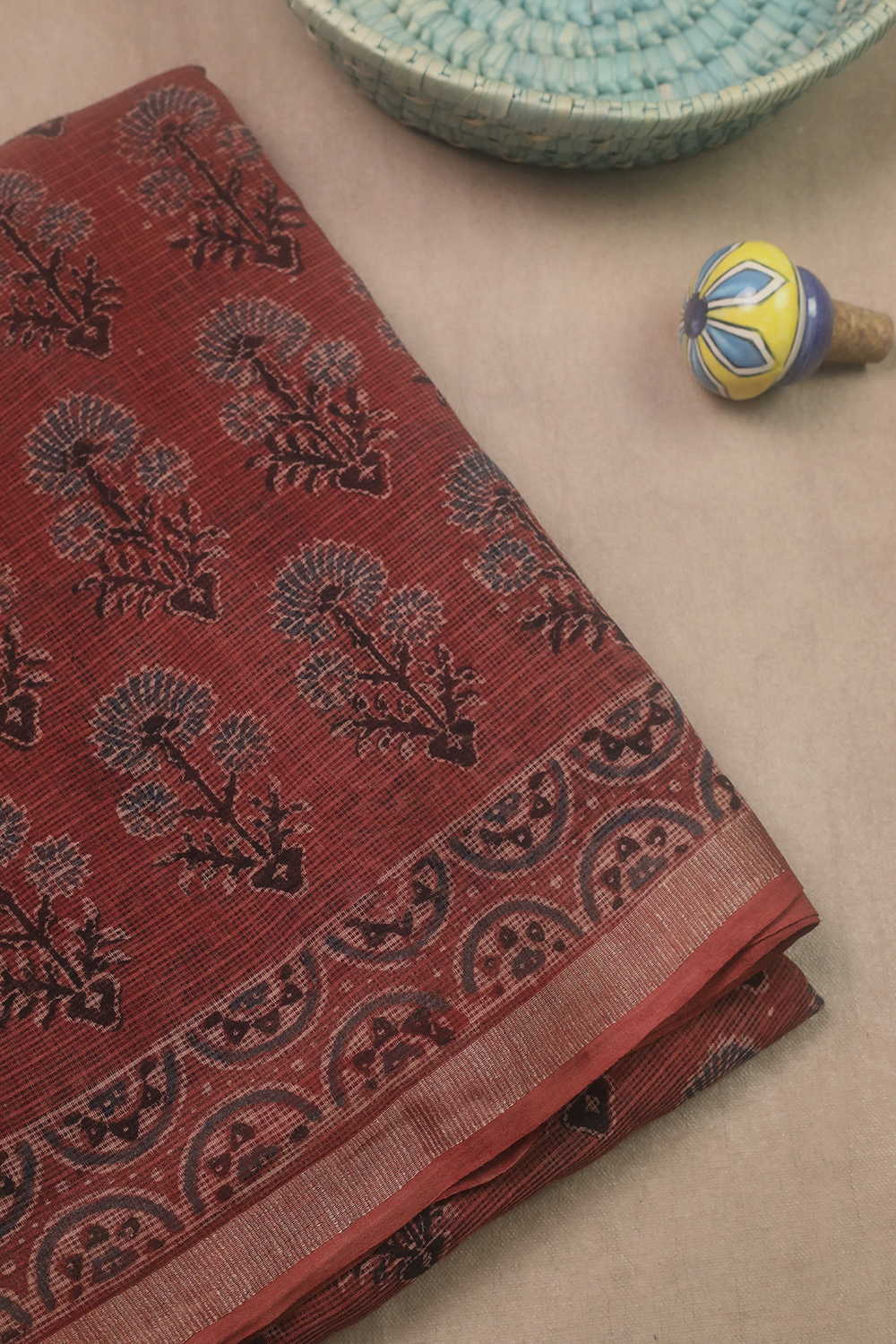 Faded Maroon Ajrak Kota Cotton Sarees