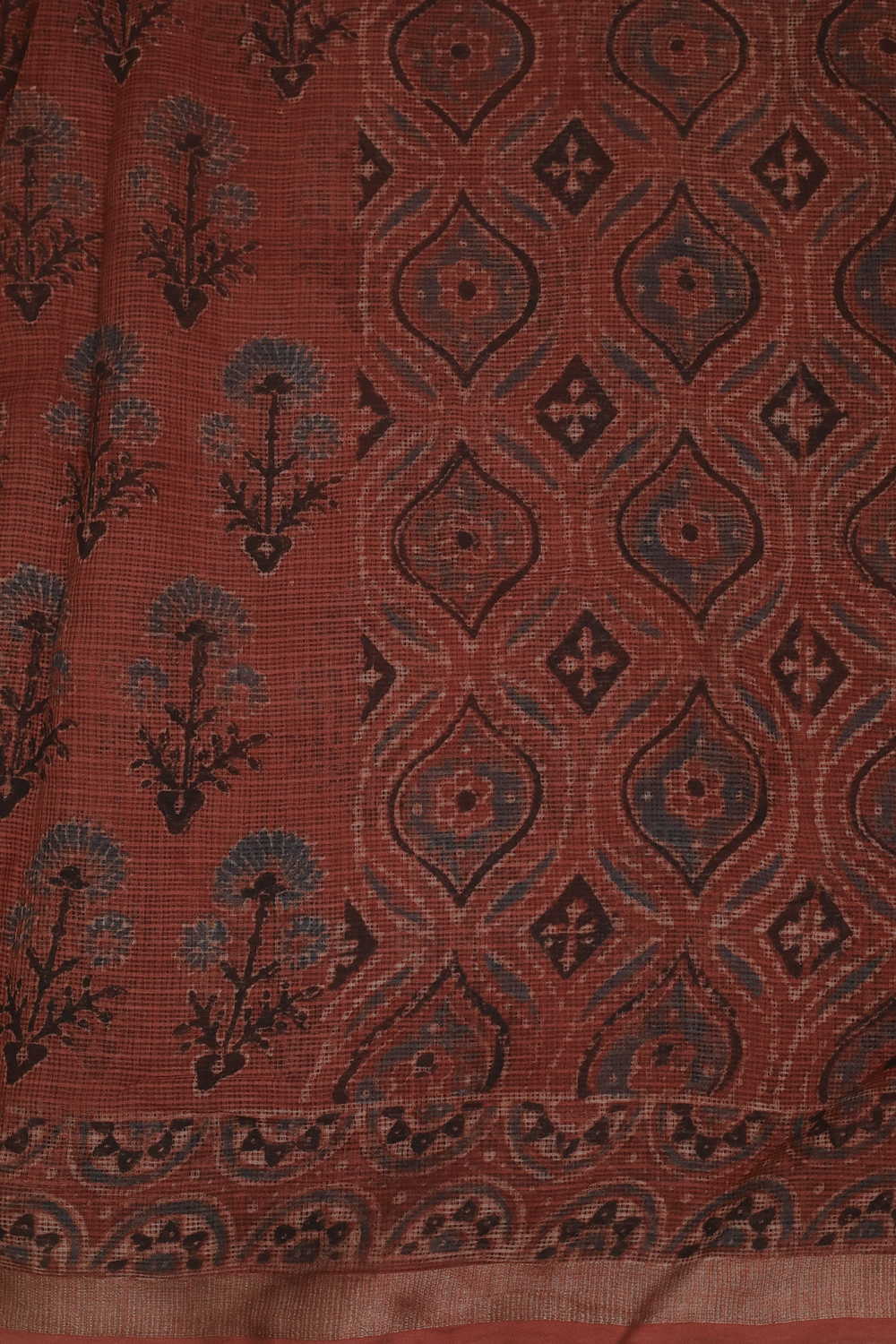 Faded Maroon Ajrak Kota Cotton Sarees - Image 4