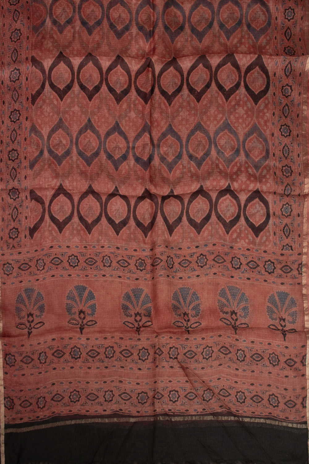 Pattterned Maroon Ajrak Kota Silk Dupatta - Image 3