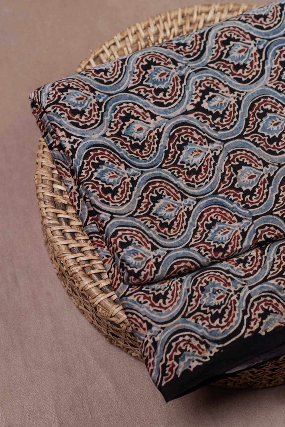 Black Ajrak Modal Silk Fabric