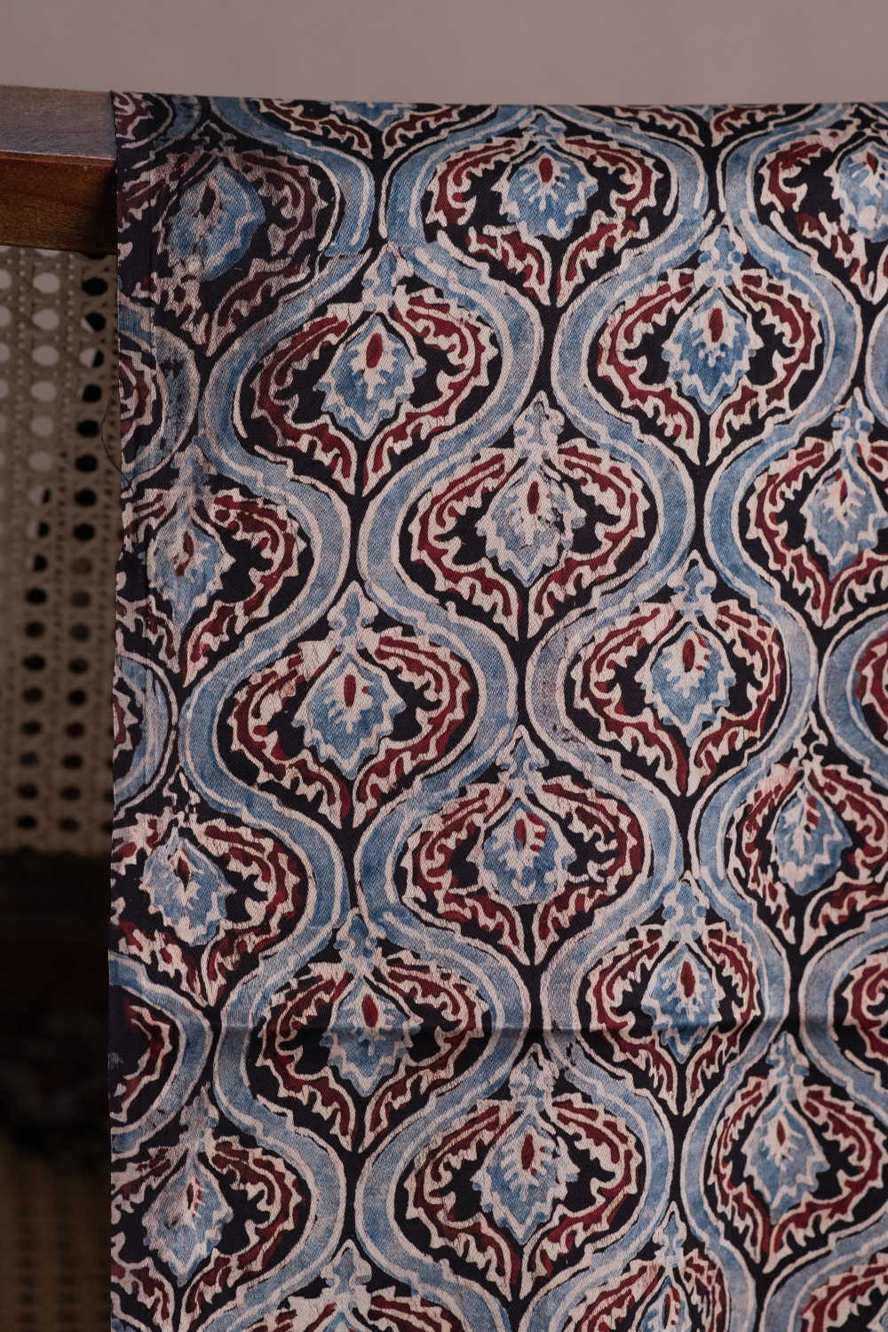 Black Ajrak Modal Silk Fabric - Image 2