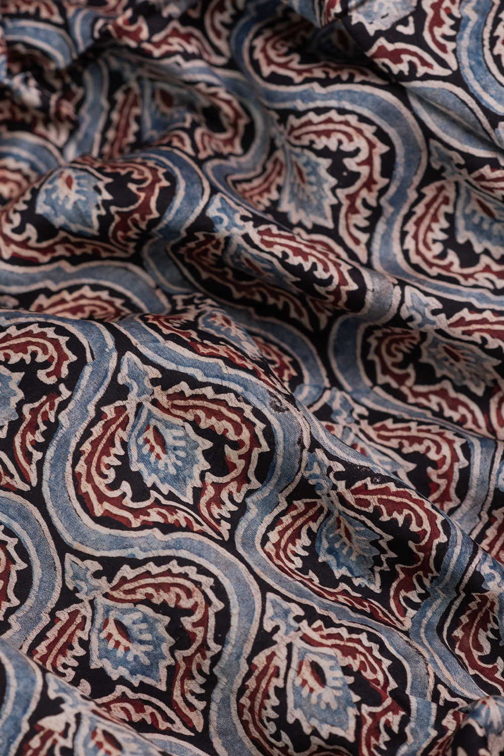 Black Ajrak Modal Silk Fabric - Image 3