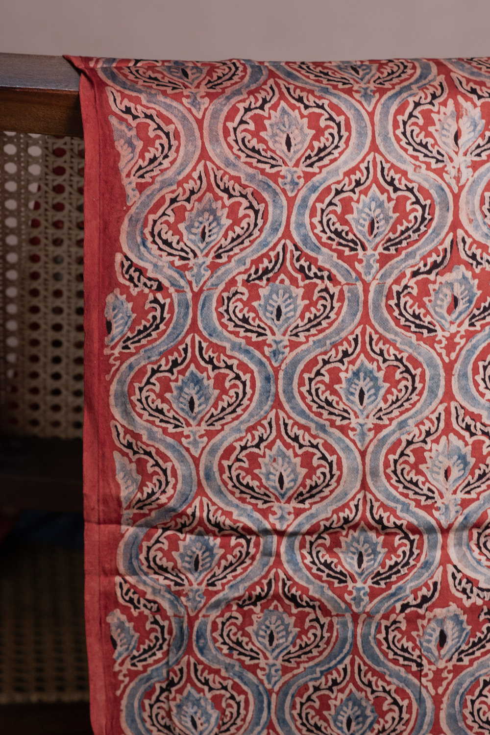 Maroon Shaded Ajrak Modal Silk Fabric - Image 3