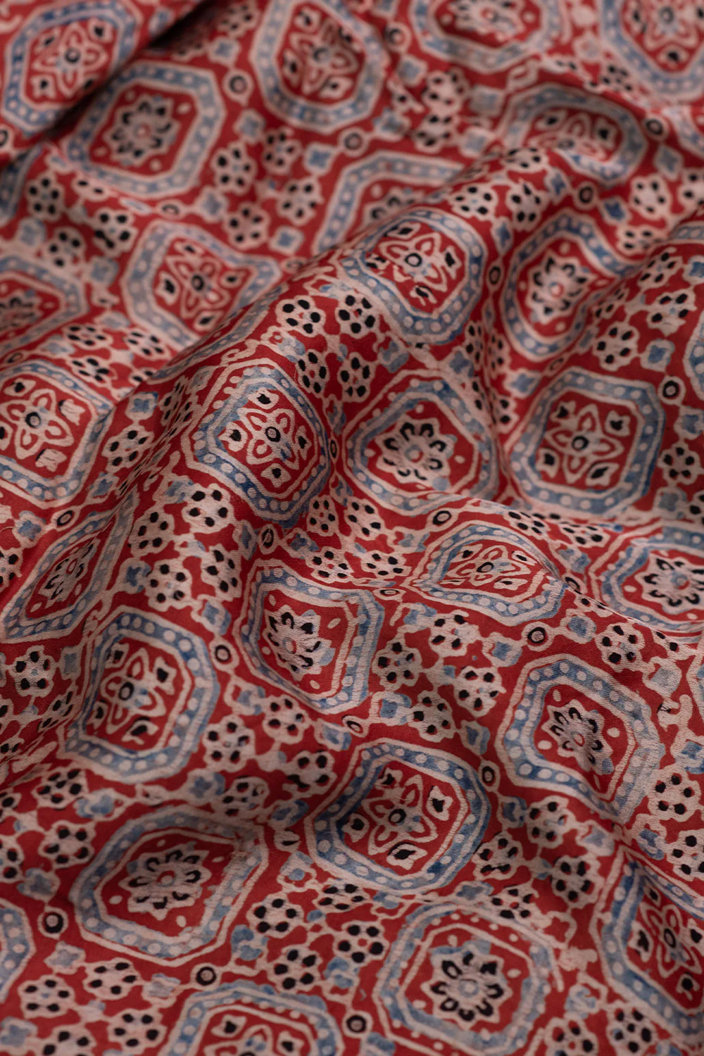 Intricate Design Ajrak Modal Silk Fabric - Image 3