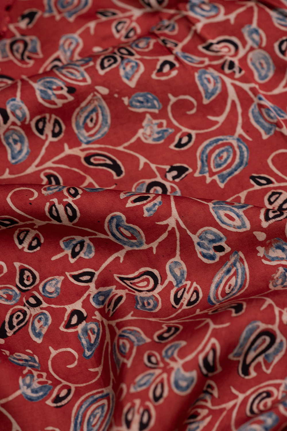 Maroon Floral Ajrak Modal Silk Fabric