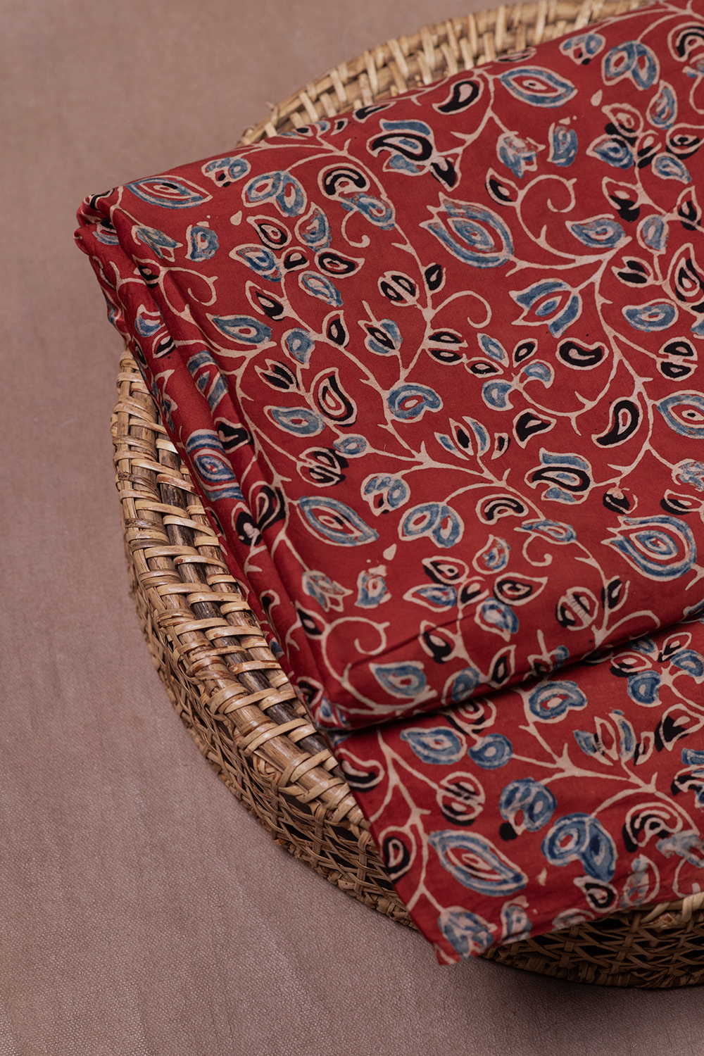 Maroon Floral Ajrak Modal Silk Fabric - Image 2