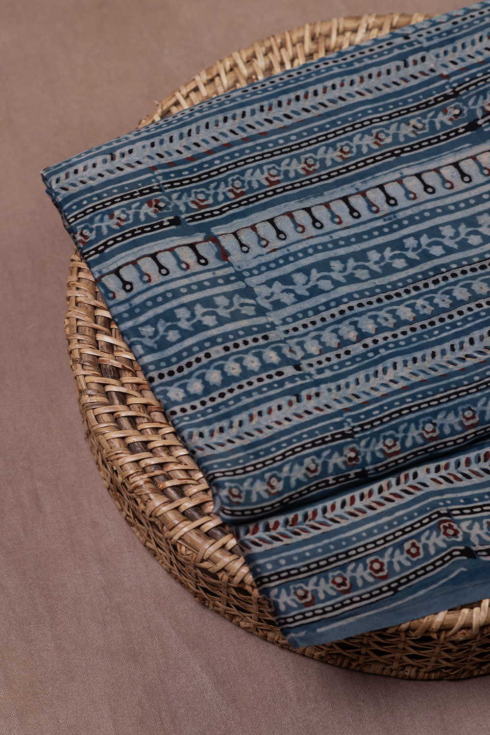 Indigo Ajrak Modal Silk Fabric - Image 3