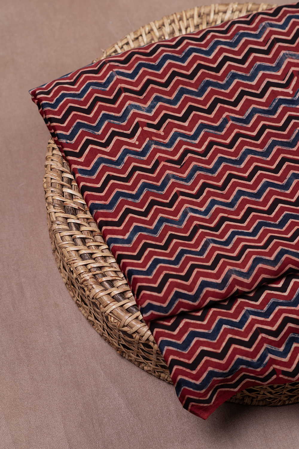 Chevron - Maroon Ajrak Modal Silk Fabric