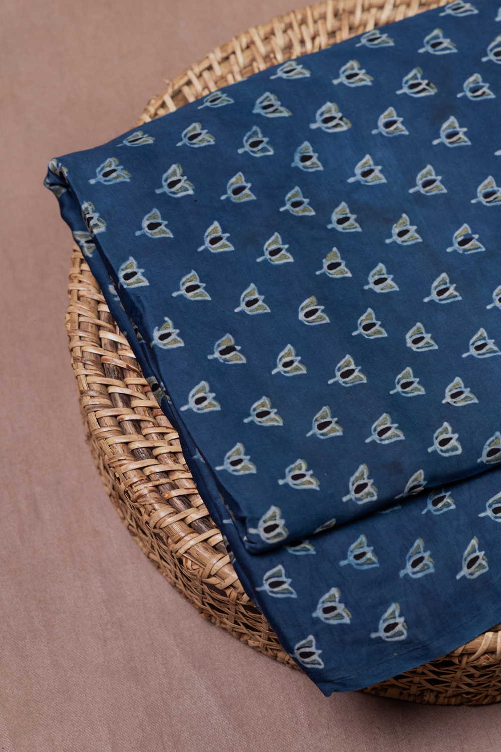 Lotus - Indigo Ajrak Modal Silk Fabric - Image 2
