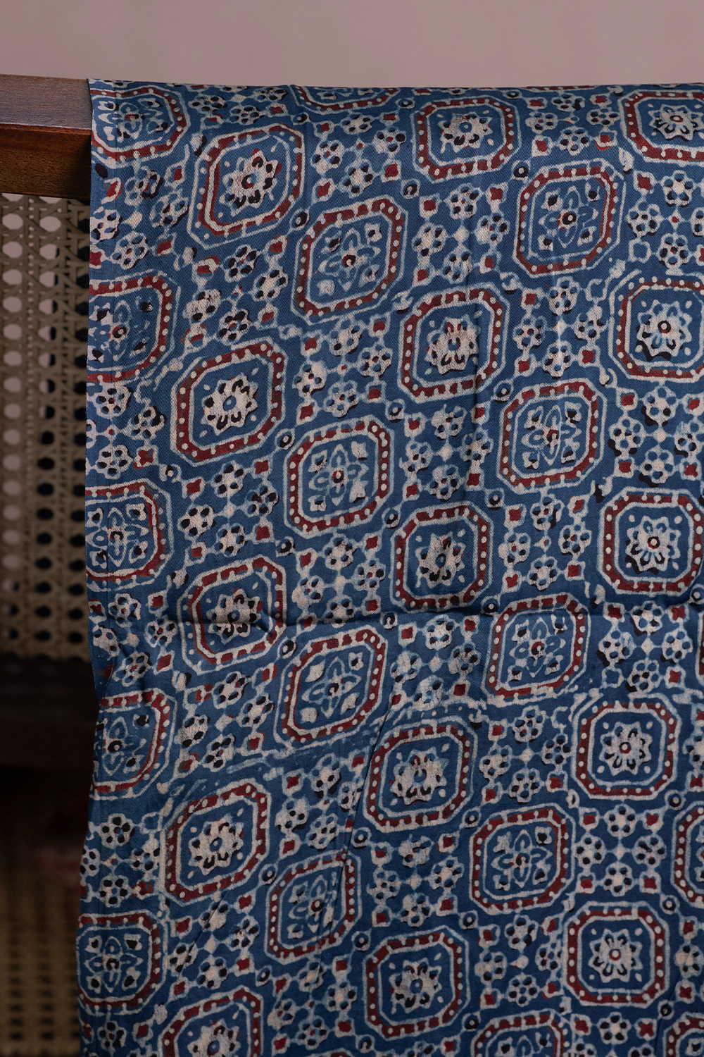 Indigo Ajrak Modal Silk Fabric