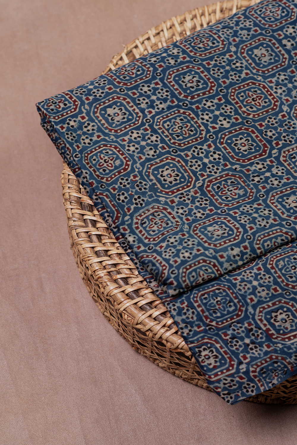 Indigo Ajrak Modal Silk Fabric - Image 2