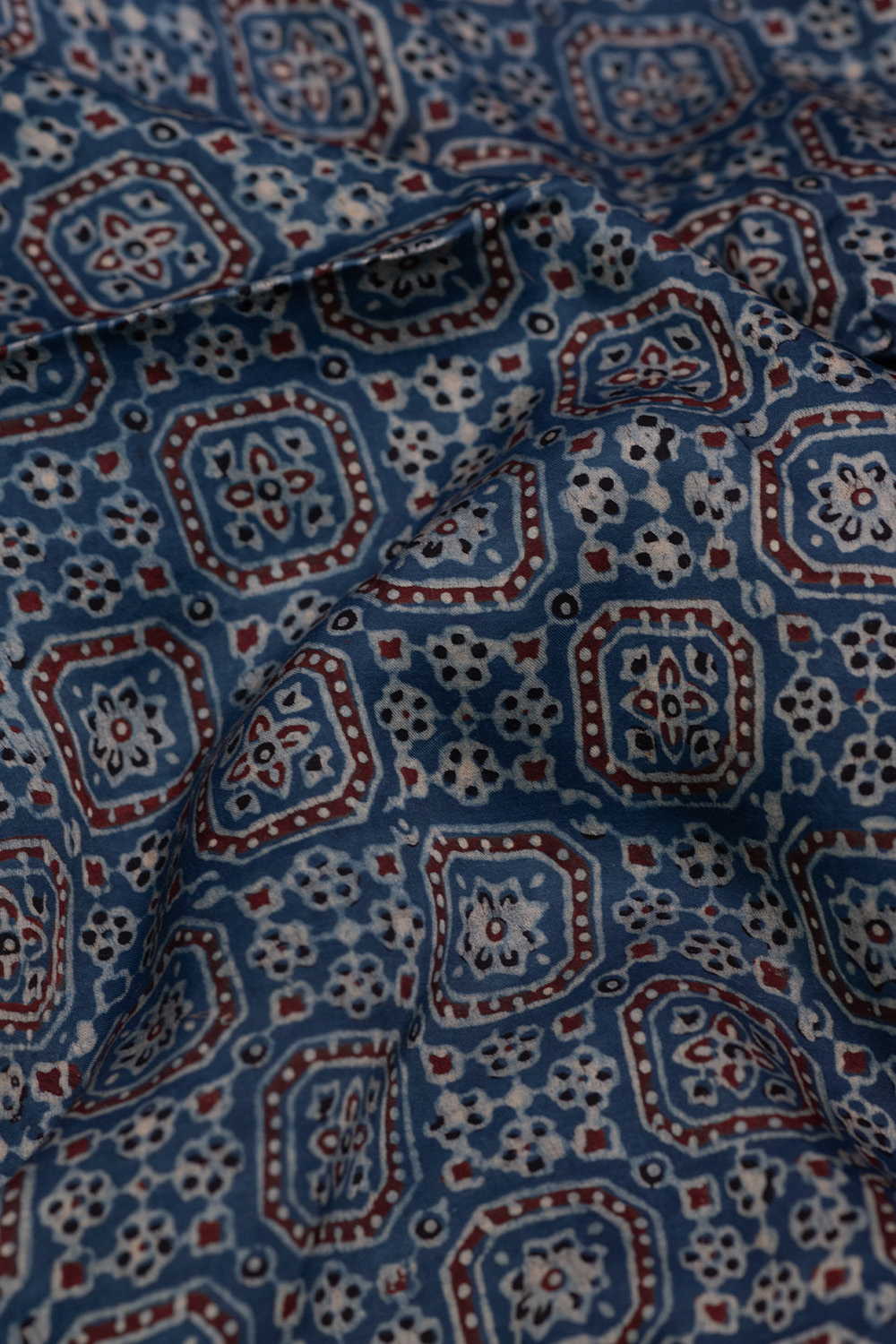 Indigo Ajrak Modal Silk Fabric - Image 3