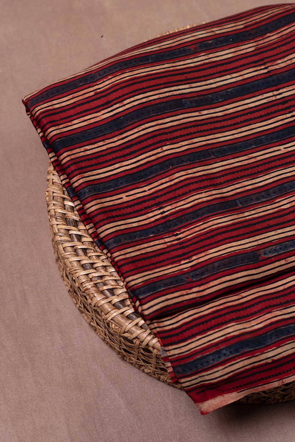 Lines on Maroon Ajrak Modal Silk Fabric