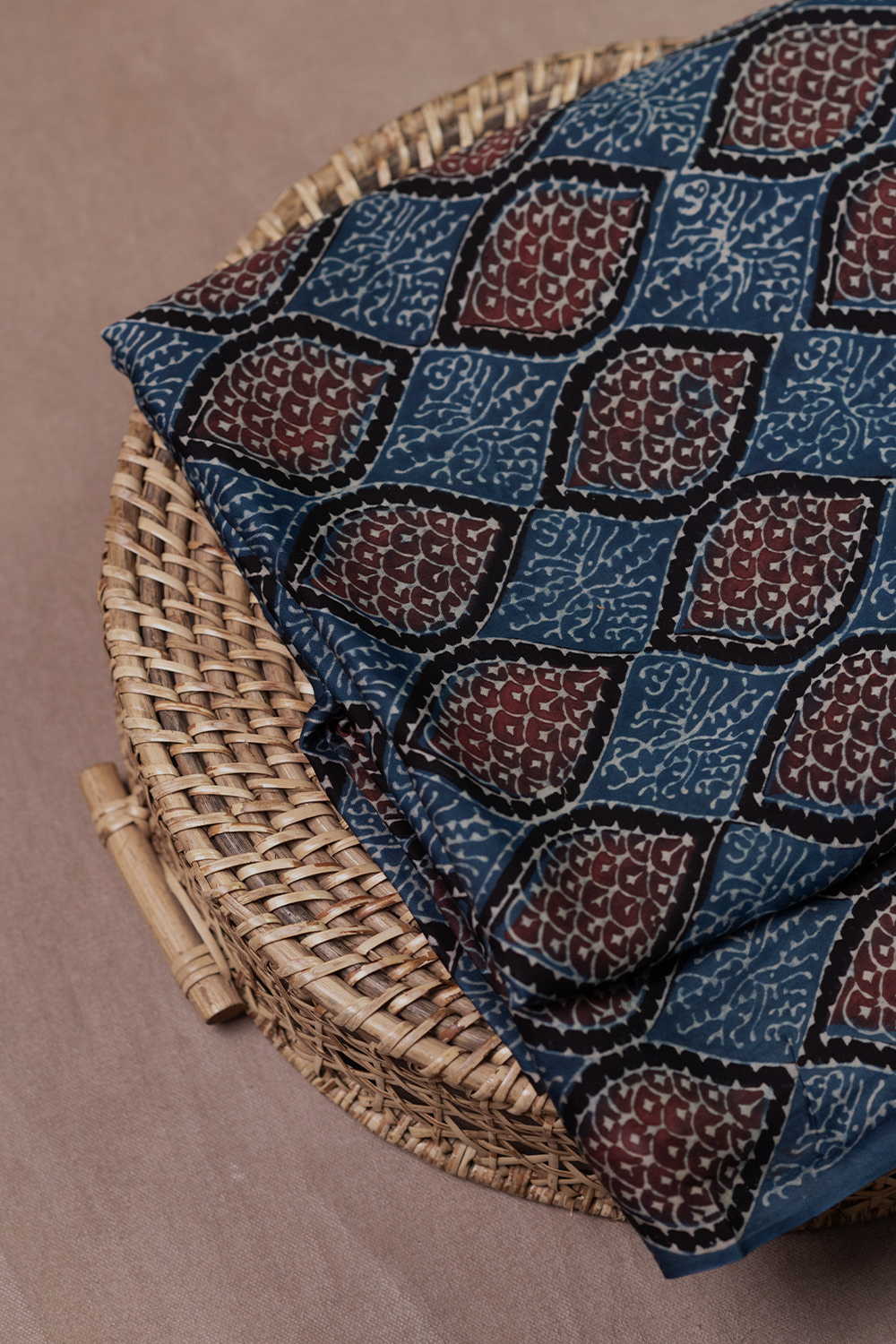Dark Indigo Ajrak Modal Silk Fabric - Image 3