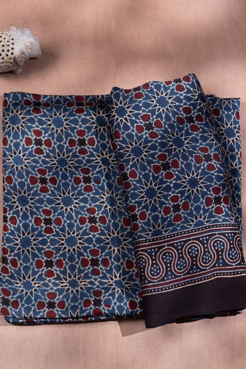 Indigo Ajrak Modal Silk Top & Dupatta