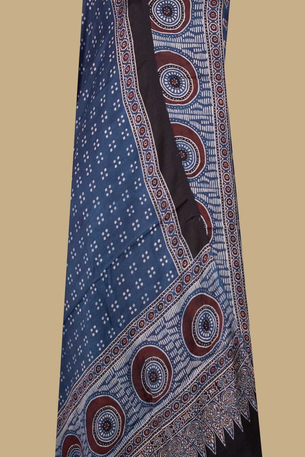 Indigo - Lotus Ajrak Modal Silk Top & Dupatta
