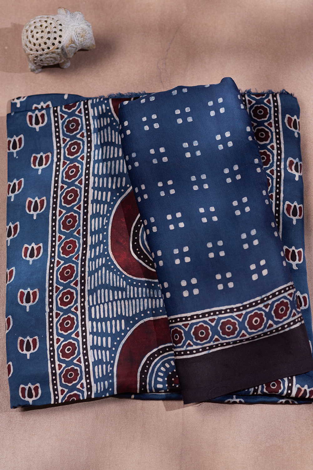 Indigo - Lotus Ajrak Modal Silk Top & Dupatta - Image 2