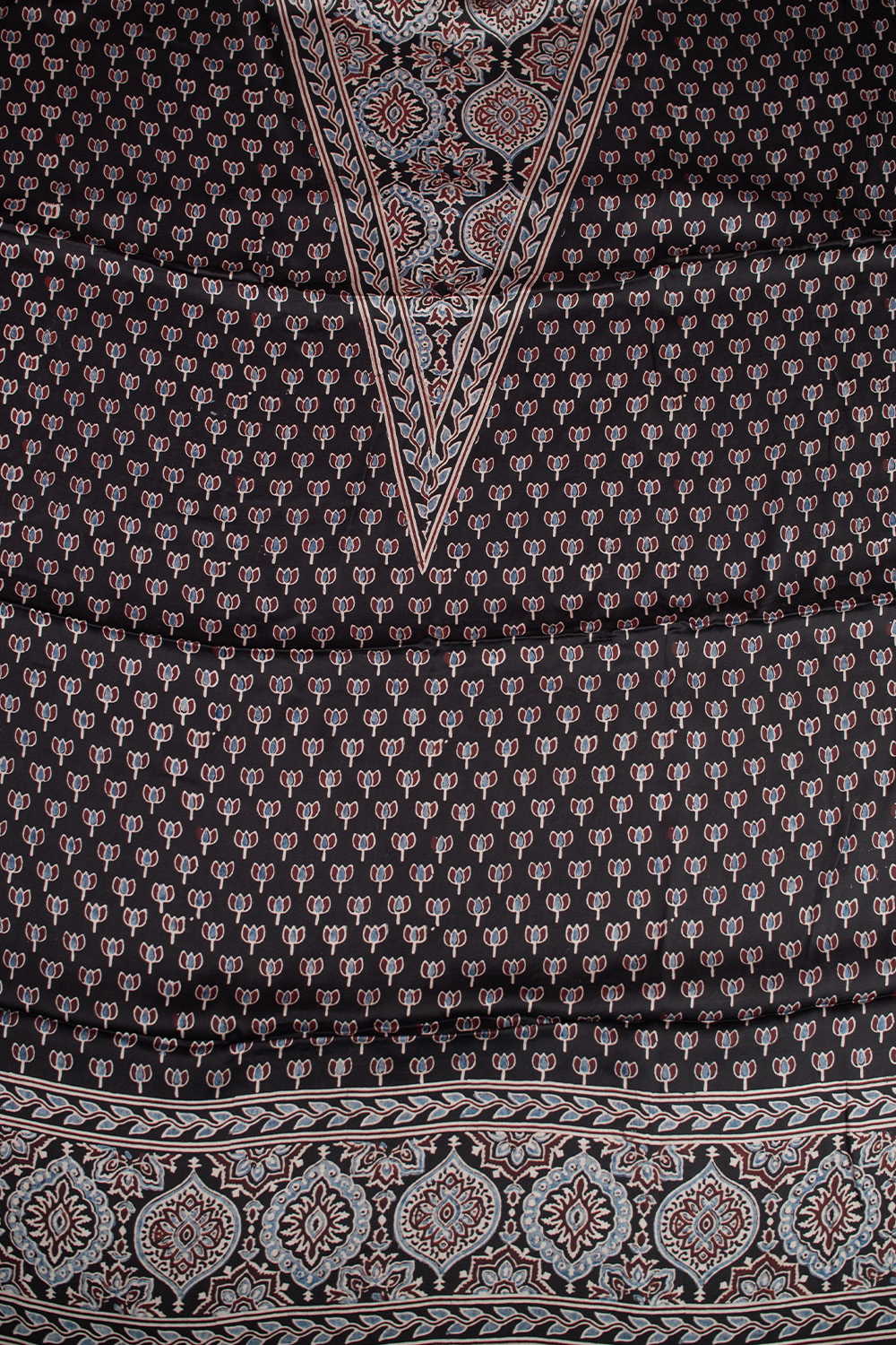 Lotus - Black Ajrak Modal Silk Top & Dupatta - Image 3