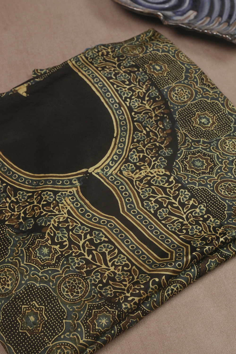 Patterned Green Ajrak Modal Silk Kaftan