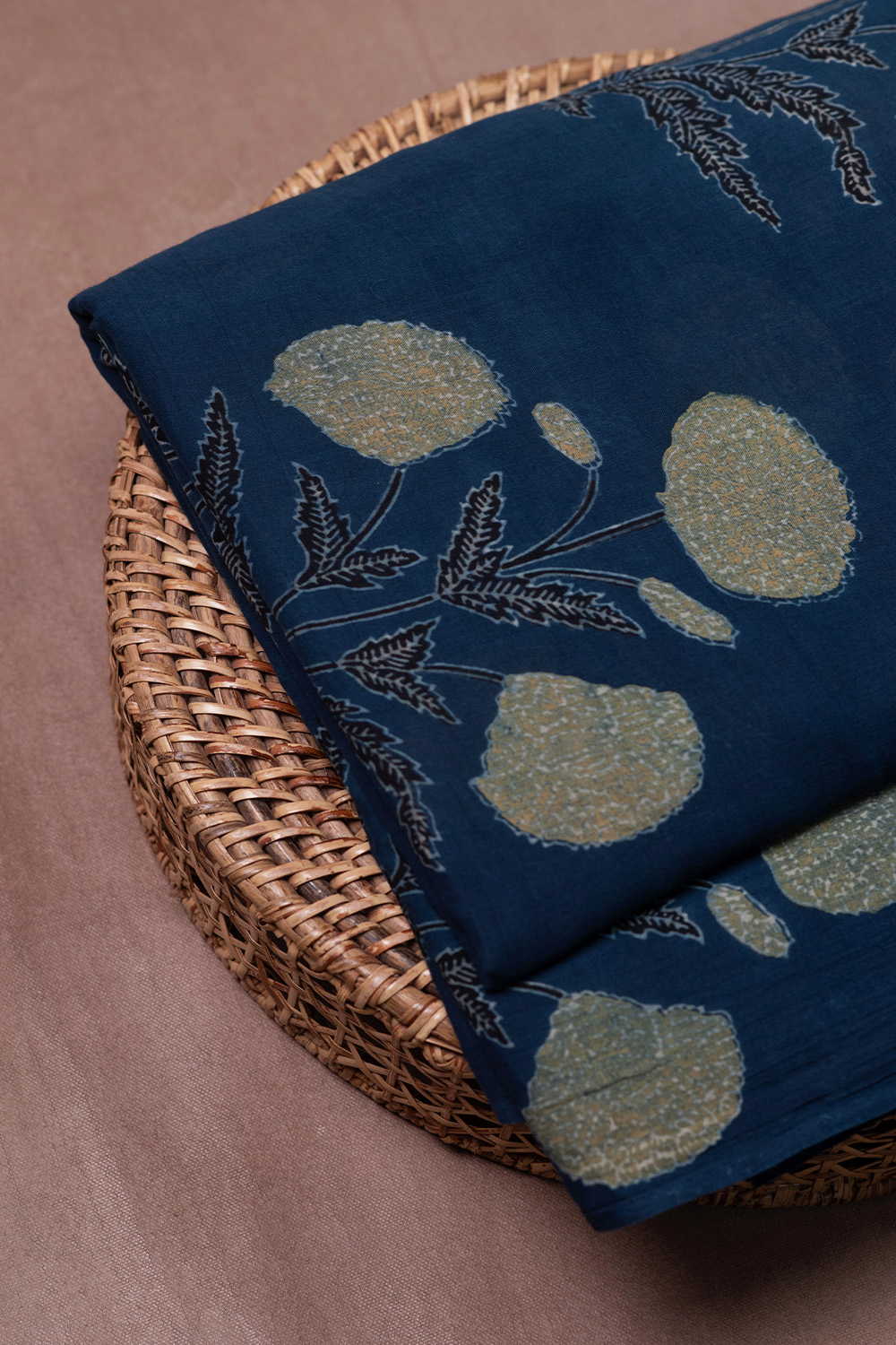 Bloom - Indigo Ajrak Mul Cotton Fabric - Image 2
