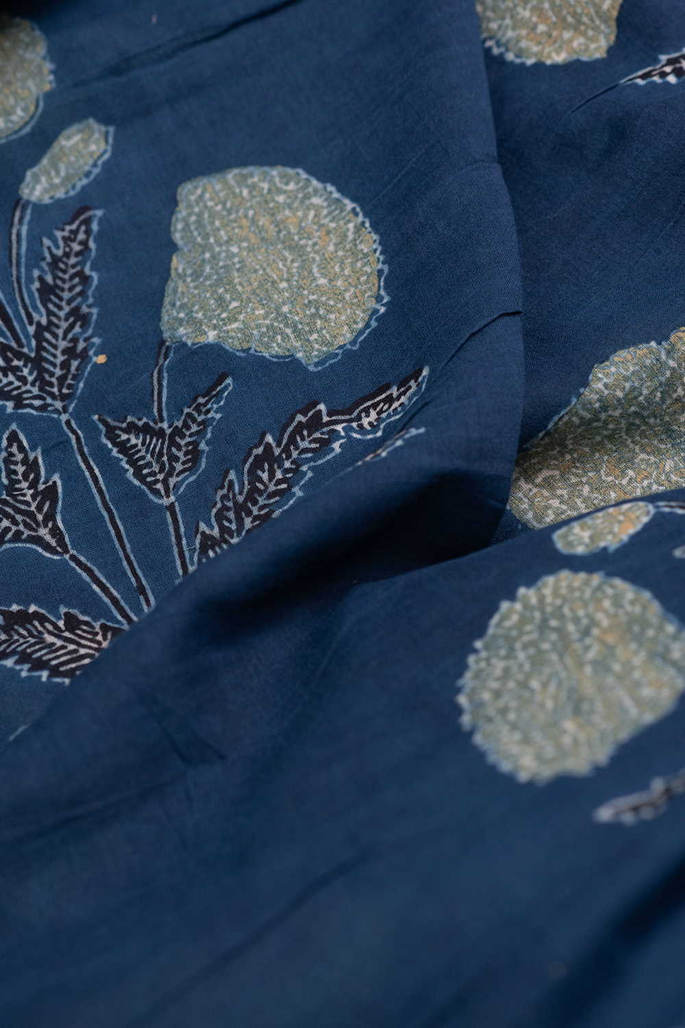 Bloom - Indigo Ajrak Mul Cotton Fabric - Image 3