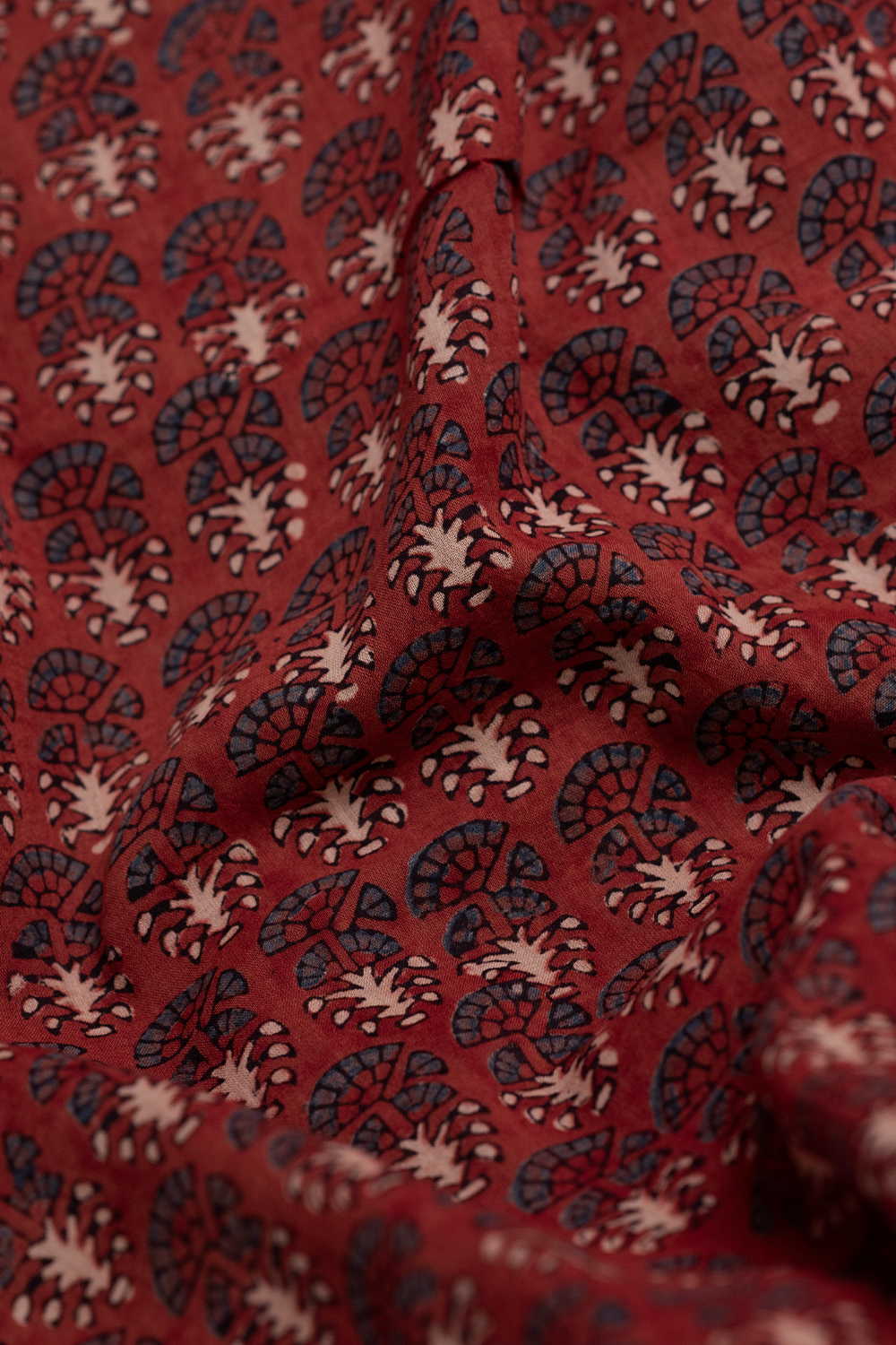 Maroon with Buttas Ajrak Mul Cotton Fabric - Image 2